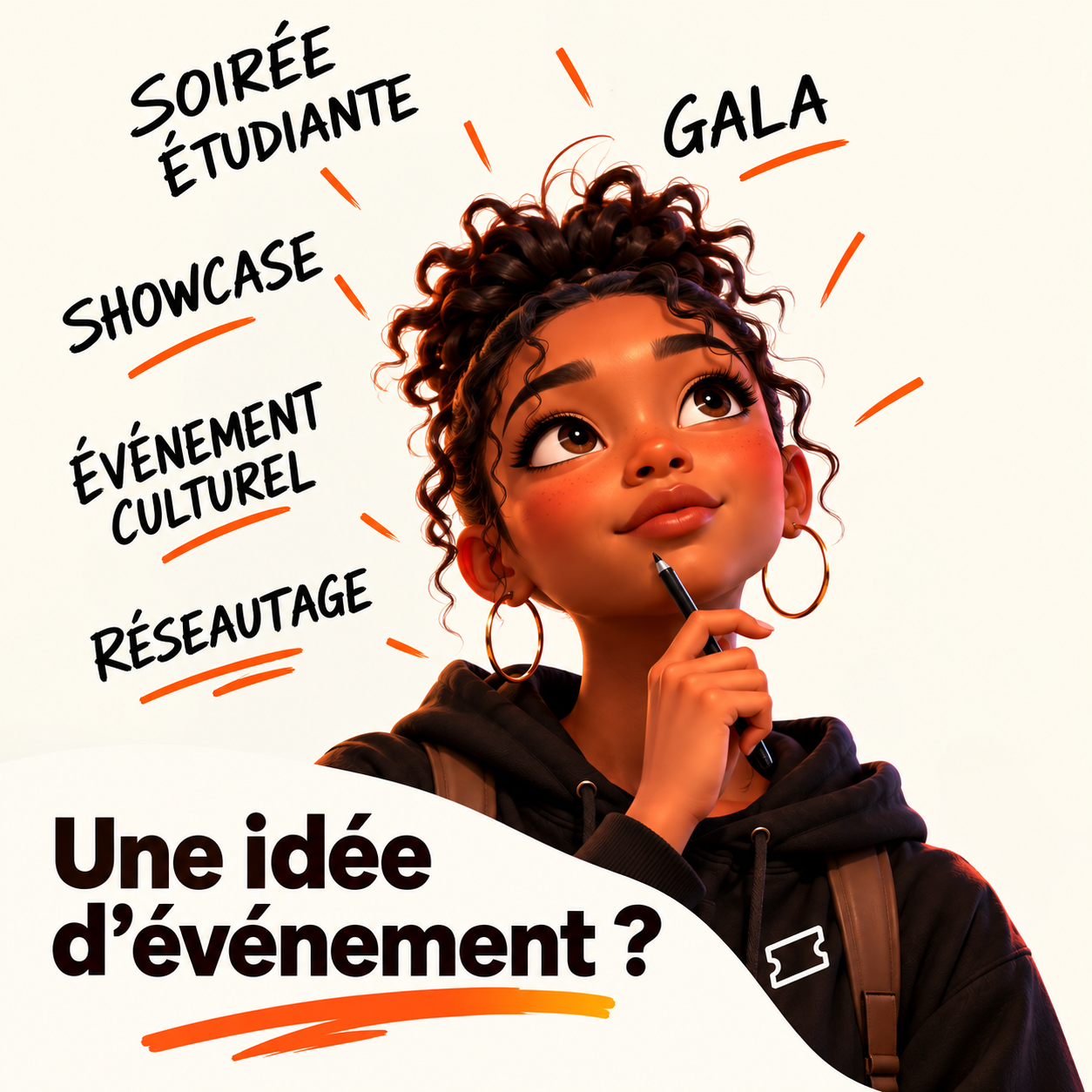 Étudiante imaginant son événement